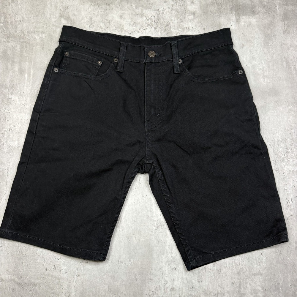 Levis 502 Jeans Shorts Mens 32 BLACK Denim Dark Wash Casual Jorts Cotton